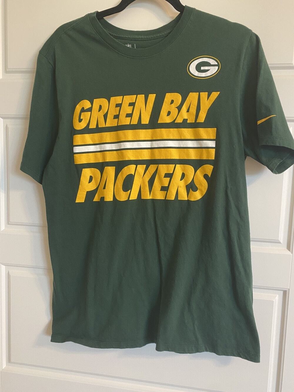 Nike Green Bay Packers Short Sleeve T-Shirt Adult Sz Large L Athletic Cut Tee